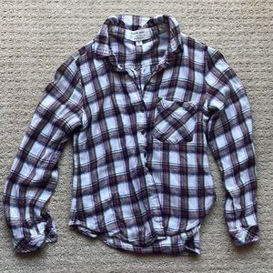 cloth & stone anthropologie flannel button shirt white gold purple shimmer